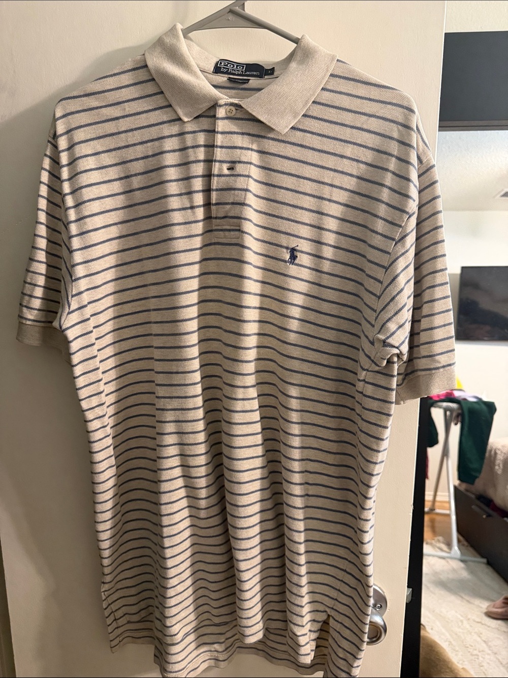 Bundle of 3 Polo by Ralph Lauren Cream Polo with Navy Stripes